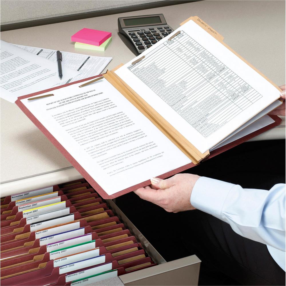 Smead 2/5 Tab Cut Letter Recycled Classification Folder - 8 1/2" x 11" - 2" Expansion - 6 x 2K Fastener(s) - 1" Fastener Capacity, 2" Fastener Capacity - Top Tab Location - Right of Center Tab Positio. Picture 7
