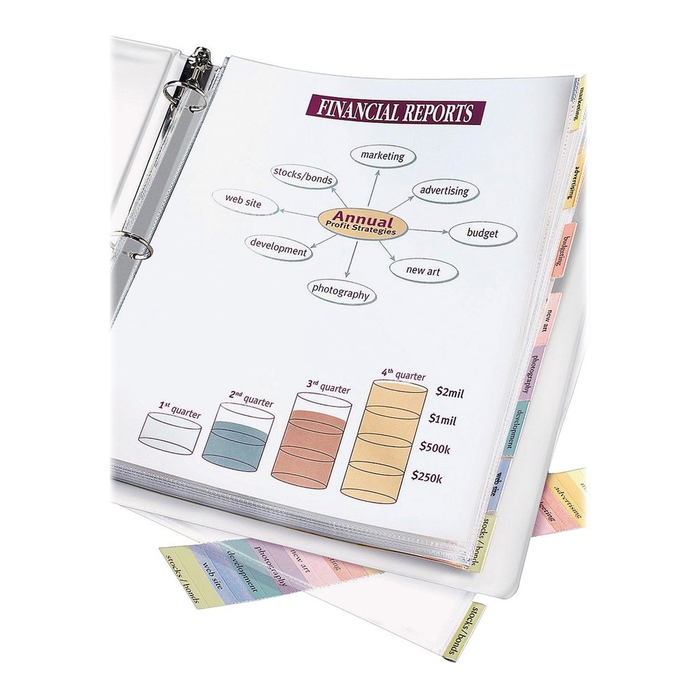 Avery&reg; Tabbed Sheet Protectors - 10 x Sheet Capacity - For Letter 8 1/2" x 11" Sheet - 3 x Holes - Ring Binder - Top Loading - Clear - Polypropylene - 8 / Set. Picture 2
