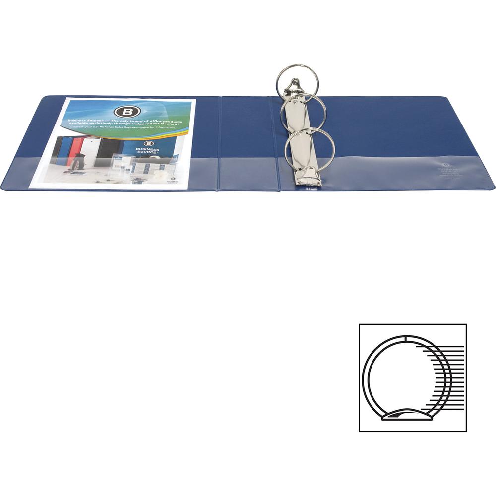 Business Source Basic Round Ring Binders - 3" Binder Capacity - Letter - 8 1/2" x 11" Sheet Size - Fastener: Round Ring - Vinyl - Dark Blue - 1.68 lb - No - 1 Each. Picture 3