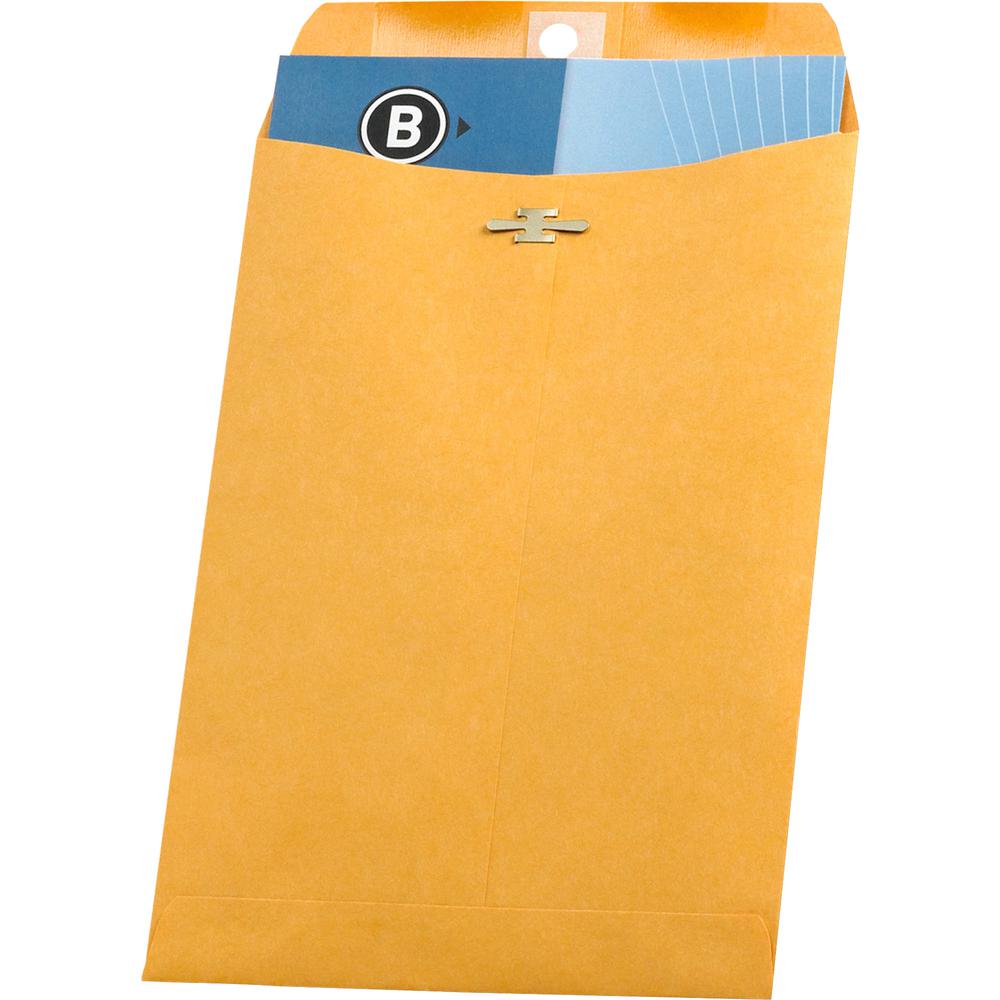 Business Source Heavy-duty Clasp Envelopes - Clasp - #63 - 6 1/2" Width x 9 1/2" Length - 28 lb - Clasp - Kraft - Kraft - 100 / Box. Picture 2