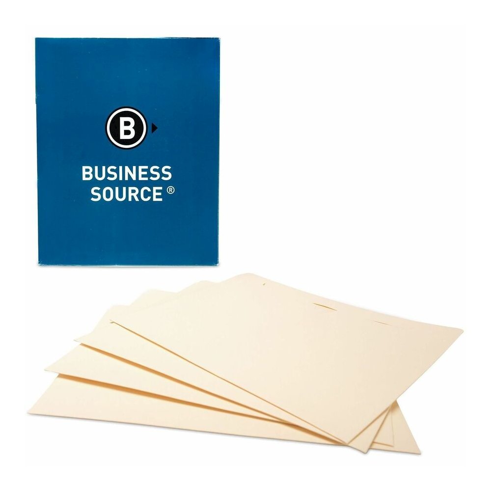 Business Source Letter Recycled File Pocket - 8 1/2" x 11" - 11 pt. - 2 Plys - Manila - Slip Resistant, Reinforced Tab, Heavyweight Cover - 10% Recycled - 100 / Box. Picture 2