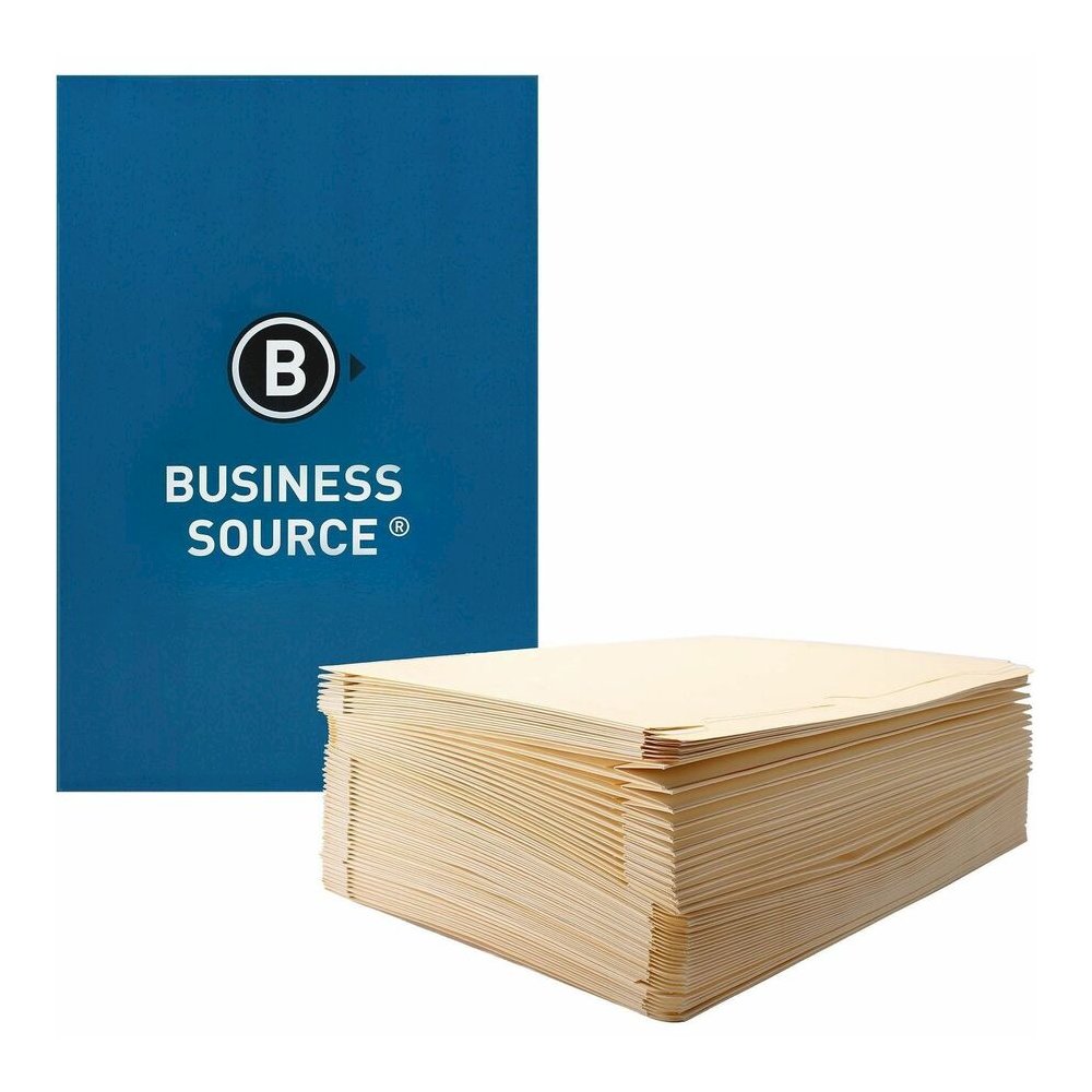 Business Source Straight Tab Cut Legal Recycled File Pocket - 8 1/2" x 14" - 2" Expansion - 11 pt. - Manila - Slip Resistant, Reinforced Tab, Heavyweight Cover - 10% Recycled - 50 / Box. Picture 4