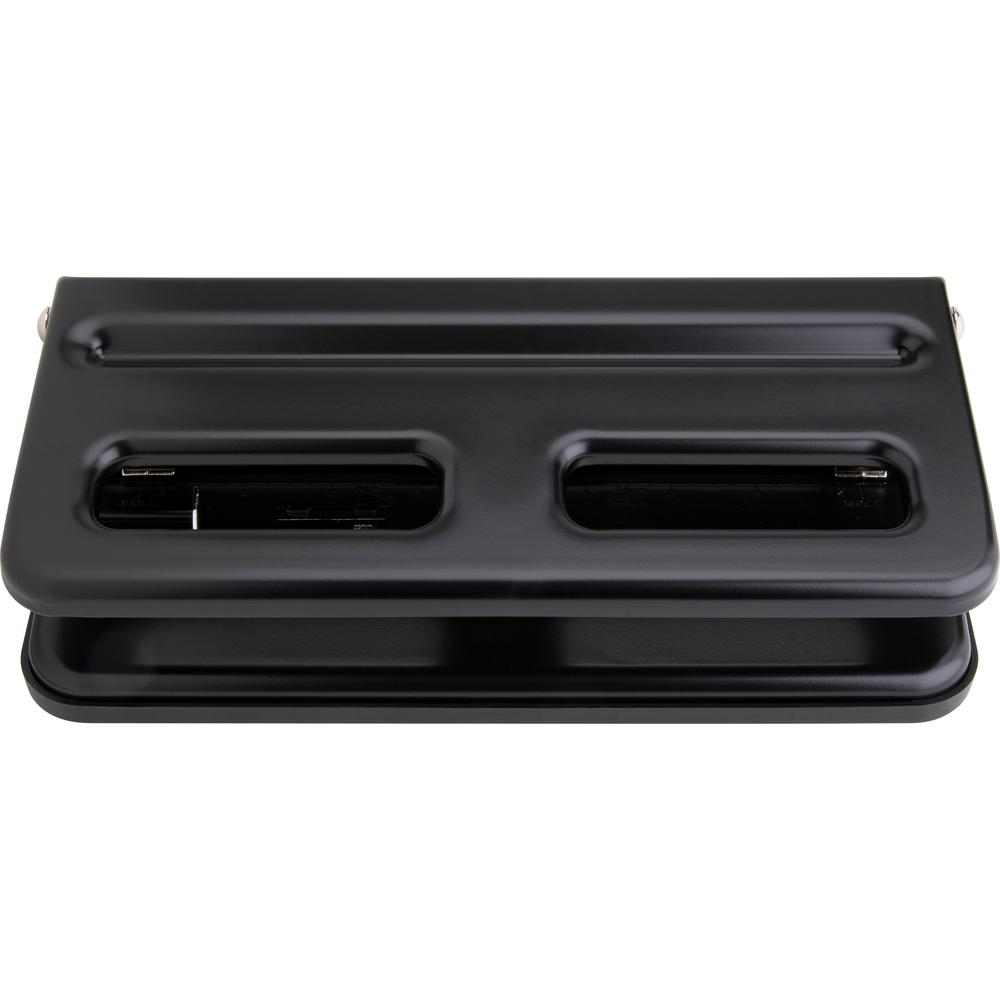 Business Source Heavy-duty 3-hole Punch - 3 Punch Head(s) - 30 Sheet of 20lb Paper - 9/32" Punch Size - Steel - Black. Picture 4