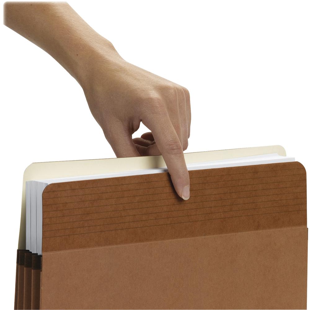 Business Source Straight Tab Cut Legal Recycled File Pocket - 8 1/2" x 14" - 3 1/2" Expansion - Redrope - Redrope - Tear Proof, Tyvek Gusset, Reinforced Gusset - 30% Recycled - 25 / Box. Picture 7