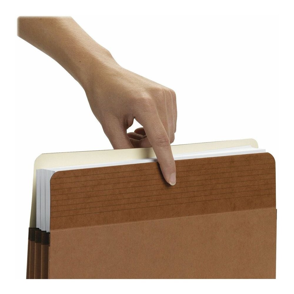 Smead Easy Grip Straight Tab Cut Legal Recycled File Pocket - 8 1/2" x 14" - 1 3/4" Expansion - Redrope - Tear Proof, Tear Resistant, Reinforced Gusset - 30% Recycled - 25 / Box. Picture 3