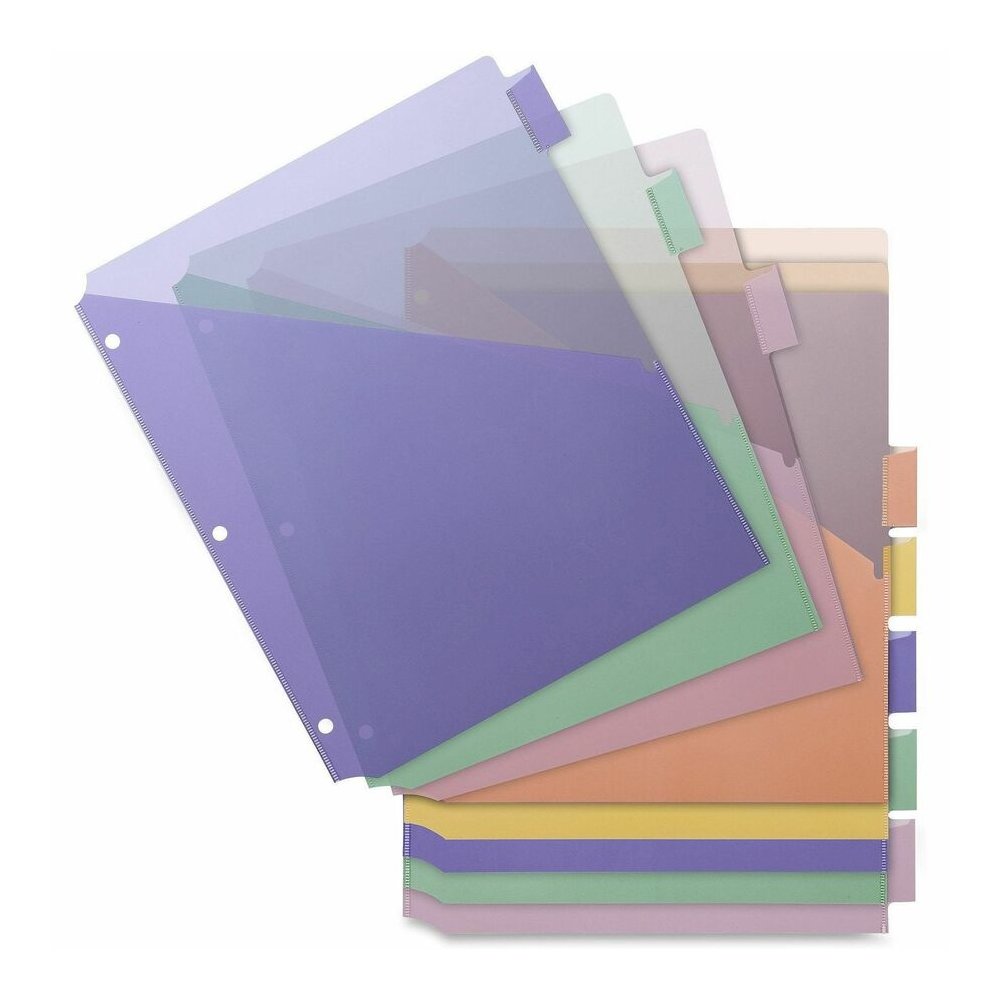 Business Source Double Pocket Index Dividers - 8 Print-on Tab(s) - 8.5" Divider Width x 11" Divider Length - Letter - Plastic Divider - Multicolor Tab(s) - Insertable - 8/Set - 24 / Carton. Picture 2