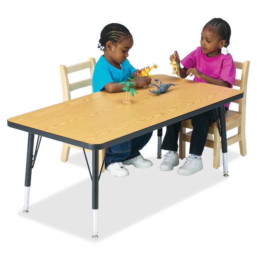 Jonti-Craft Berries Adult Height Color Edge Rectangle Table - Gray Rectangle, Laminated Top - Four Leg Base - 4 Legs - Adjustable Height - 24" to 31" Adjustment - 48" Table Top Length x 24" Table Top . Picture 2