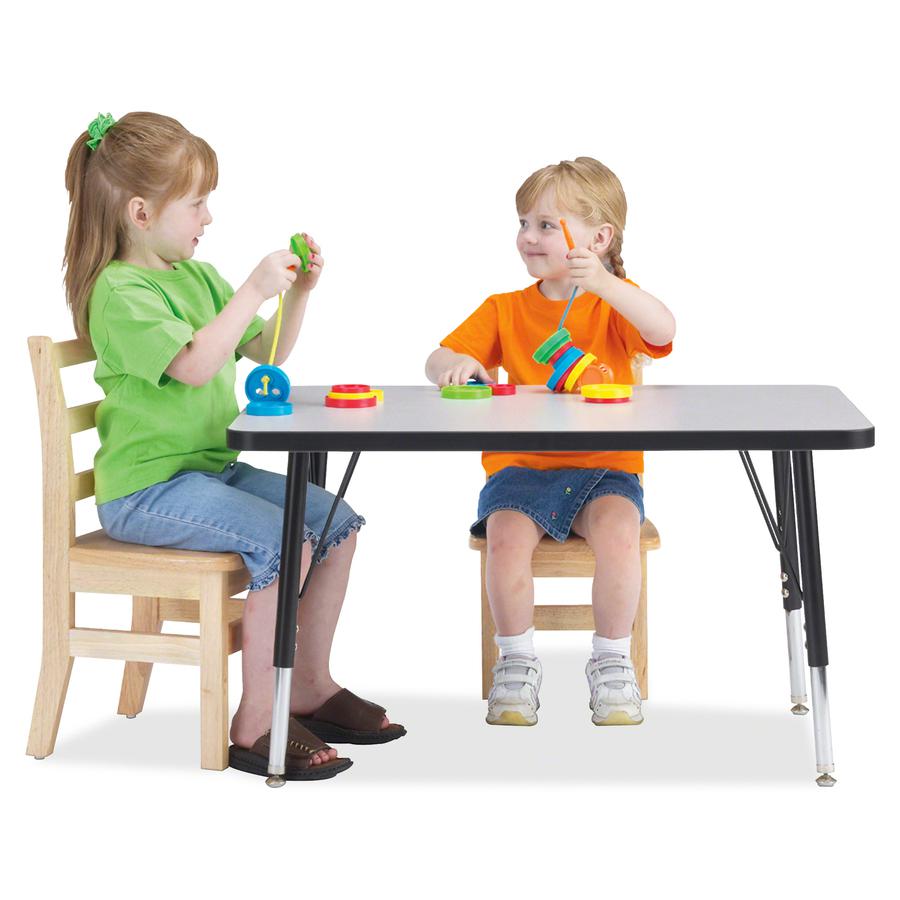 Jonti-Craft Berries Elementary Height Color Top Rectangle Table - Gray Rectangle, Laminated Top - Four Leg Base - 4 Legs - Adjustable Height - 15" to 24" Adjustment - 36" Table Top Length x 24" Table . Picture 2