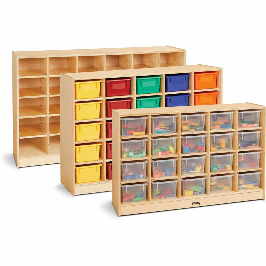 Jonti-Craft Rainbow Accents 20 Cubbie-tray Mobile Storage Unit - 29.5" Height x 48" Width x 15" Depth - Durable - Baltic - Acrylic, Rubber - 1 Each. Picture 4