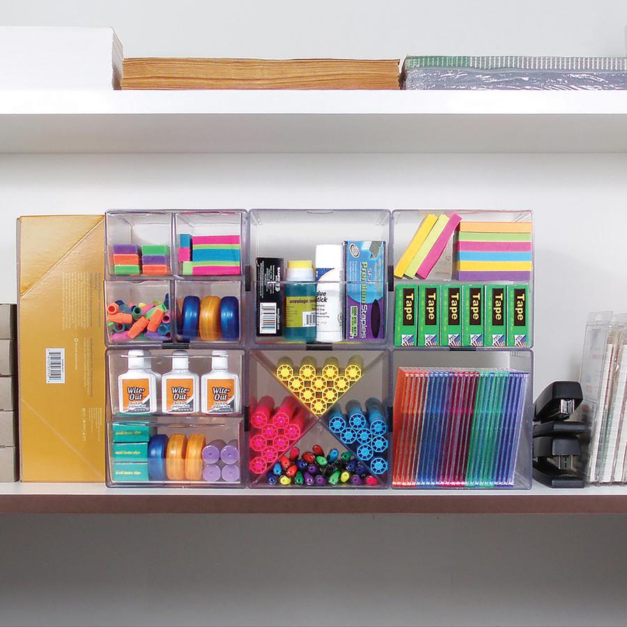 Deflecto Stackable Cube Organizer - 2 Drawer(s) - 6" Height x 6" Width x 7.5" DepthDesktop - Stackable - Clear - Plastic - 1 Each. Picture 2