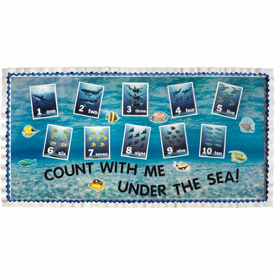 Fadeless Bulletin Board Art Paper - Bulletin Board, Display, Decoration, School, Home, Office Project, Art Project, Craft Project, Table Skirting - 2"Height x 48"Width x 50 ftLength - 1 / Roll - Blue. Picture 5