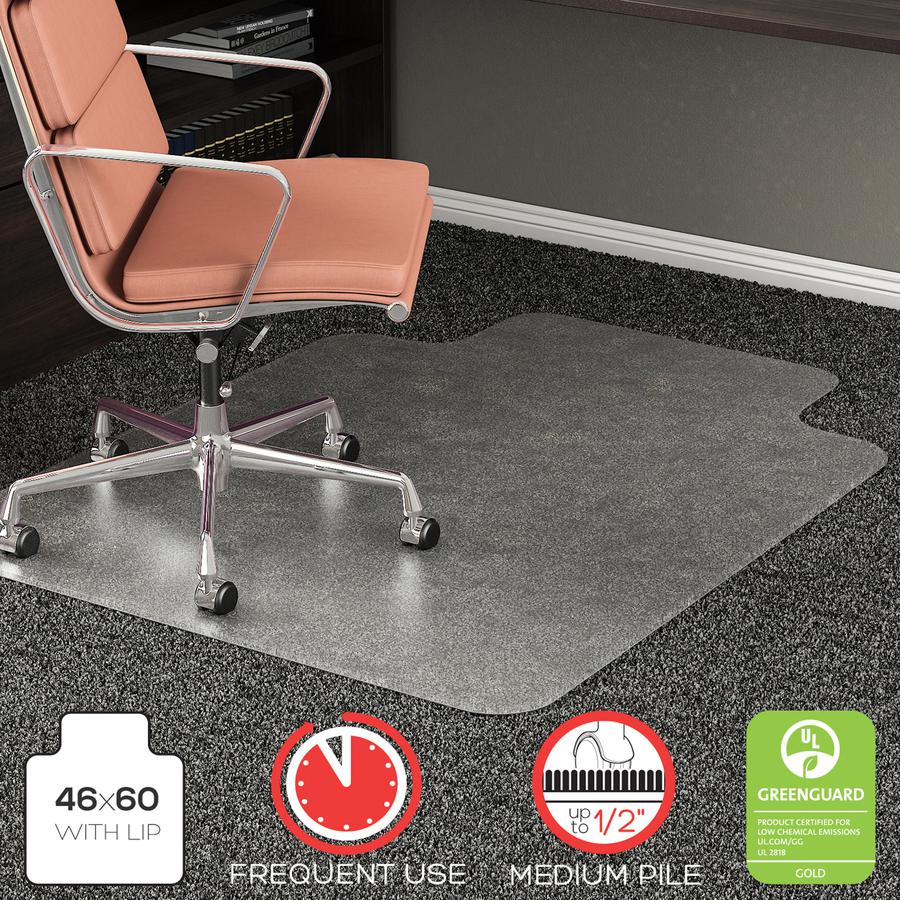 Deflecto RollaMat for Carpet - Home, Office, Carpet - 60" Length x 46" Width - Lip Size 12" Length x 25" Width - Rectangular - Textured - Vinyl - Clear - 1Each. Picture 5