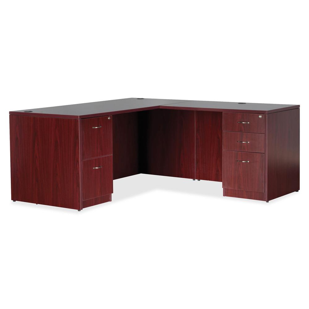 Lorell Essentials Series Rectangular Desk Shell - 29.5" Height x 66.1" Width x 29.5" Depth x 1" Thickness - Finish: Laminate, Mahogany - Grommet, Modesty Panel, Durable, Adjustable Feet - 1 Each. Picture 2