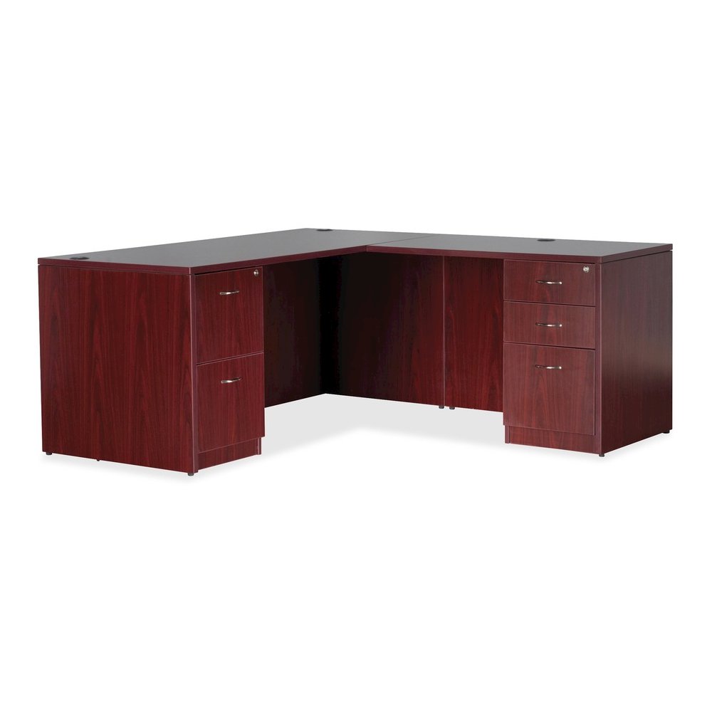 Lorell Essentials Series Return Shell - 29.5" Height x 47.3" Width x 23.6" Depth x 1" Thickness - Finish: Laminate, Mahogany - Grommet, Modesty Panel, Adjustable Feet, Durable - 1 Each. Picture 4