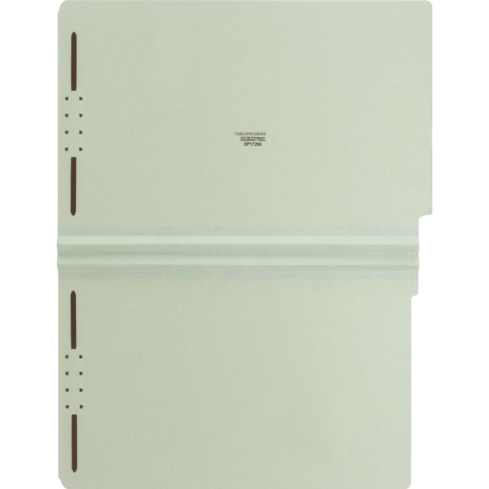 Nature Saver Legal Recycled End Tab File Folder - 8 1/2" x 14" - 2" Expansion - 2" Fastener Capacity for Folder - Pressboard - Gray/Green - 100% Recycled - 25 / Box. Picture 4