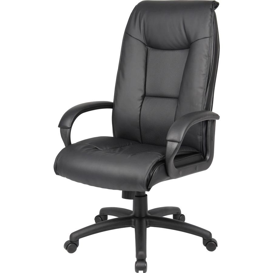 Boss B7601 High Back Executive Chair - Black Leather Seat - Black Frame - 5-star Base - 1 Each. Picture 10