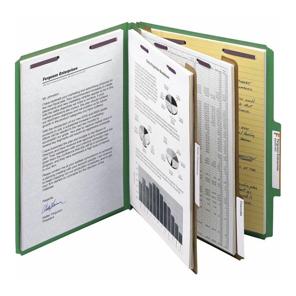 Smead SafeSHIELD 2/5 Tab Cut Letter Recycled Classification Folder - 8 1/2" x 11" - 2" Expansion - 2 x 2S Fastener - 2" for Folder, Divider - Top Tab Location - Right of Center Tab Position - 2 Divide. Picture 7