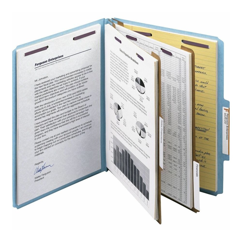 Smead SafeSHIELD 2/5 Tab Cut Letter Recycled Classification Folder - 8 1/2" x 11" - 2" Expansion - 2 x 2S Fastener - 2" for Folder, Divider - Top Tab Location - Right of Center Tab Position - 2 Divide. Picture 7