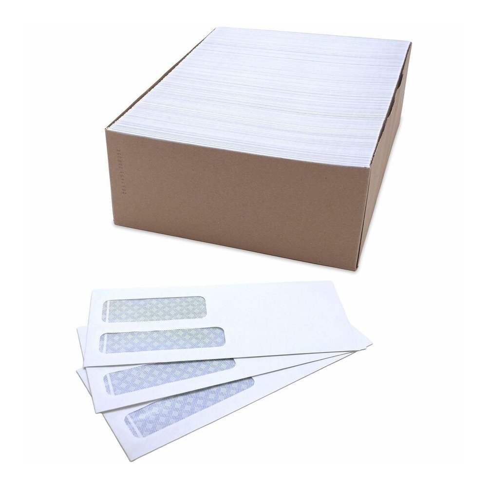 Business Source No. 10 Double-Window Invoice Envelopes - Double Window - #10 - 9 1/2" Width x 4 1/8" Length - 24 lb - Gummed - White - Wove - 1 Box. Picture 4