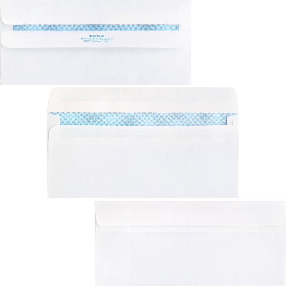 Business Source No.10 Standard Window Invoice Envelopes - Single Window - 9 1/2" Width x 4 1/2" Length - 24 lb - Self-sealing - White - Poly - 1 Box. Picture 6