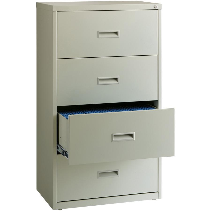 Lorell Value Lateral File - 4-Drawer - 30" Width x 18.6" Depth x 52.5" Height - 4 x Drawer(s) for File - A4, Legal, Letter - Interlocking, Leveling Glide, Ball-bearing Suspension, Label Holder - Light. Picture 6