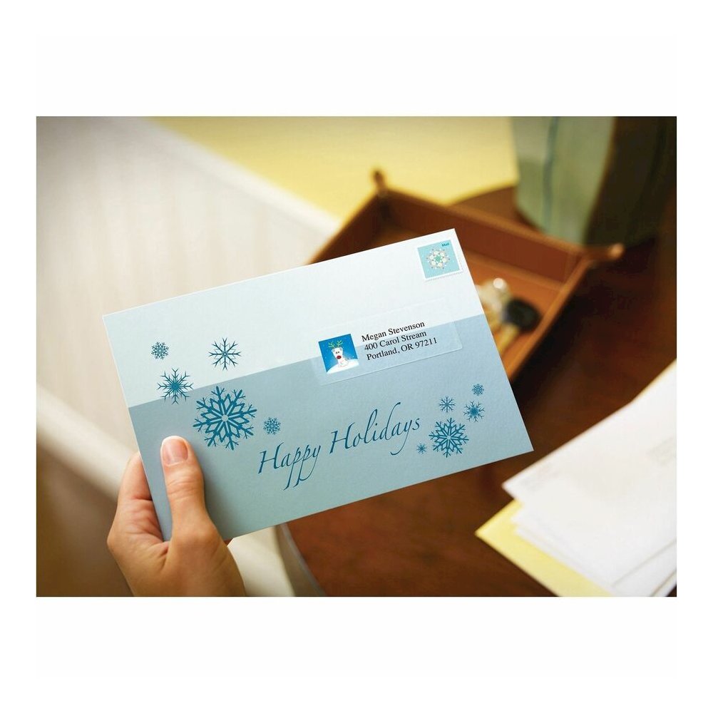 Avery&reg; Easy Peel Return Address Labels - 1/2" Width x 1 3/4" Length - Permanent Adhesive - Rectangle - Laser - Matte - Clear - Film - 80 / Sheet - 10 Total Sheets - 800 Total Label(s) - 800 / Pack. Picture 2