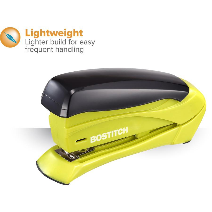 Bostitch Inspire 15 Spring-Powered Compact Stapler - 15 Sheets Capacity - 105 Staple Capacity - Half Strip - 1/4" , 26/6mm Staple Size - 1 Each - Assorted. Picture 8