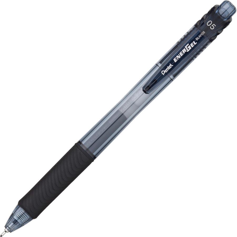 EnerGel EnerGel-X Retractable Gel Pens - Fine Pen Point - 0.5 mm Pen Point Size - Needle Pen Point Style - Refillable - Retractable - Black Gel-based Ink - Black Barrel - 12 / Box. Picture 2