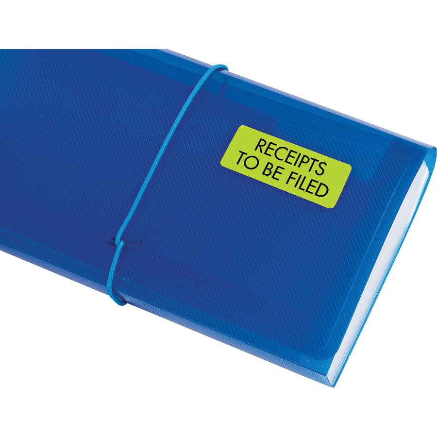 Avery&reg; Multipurpose Label - 1" Width x 2 5/8" Length - Removable Adhesive - Rectangle - Laser, Inkjet - Neon Green, Neon Magenta, Neon Yellow - Paper - 30 / Sheet - 12 Total Sheets - 360 Total Lab. Picture 4