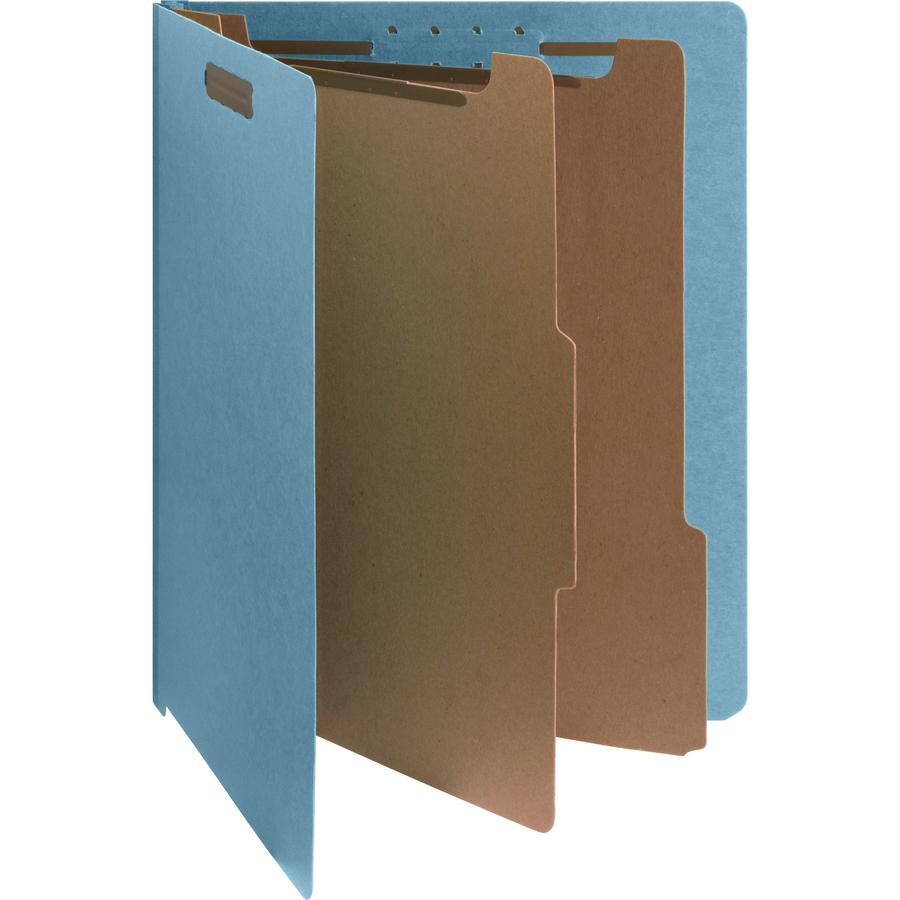 Nature Saver Letter Recycled Classification Folder - 8 1/2" x 11" - End Tab Location - 2 Divider - 25 pt. - Fiberboard - Blue - 100% Recycled - 10 / Box. Picture 7