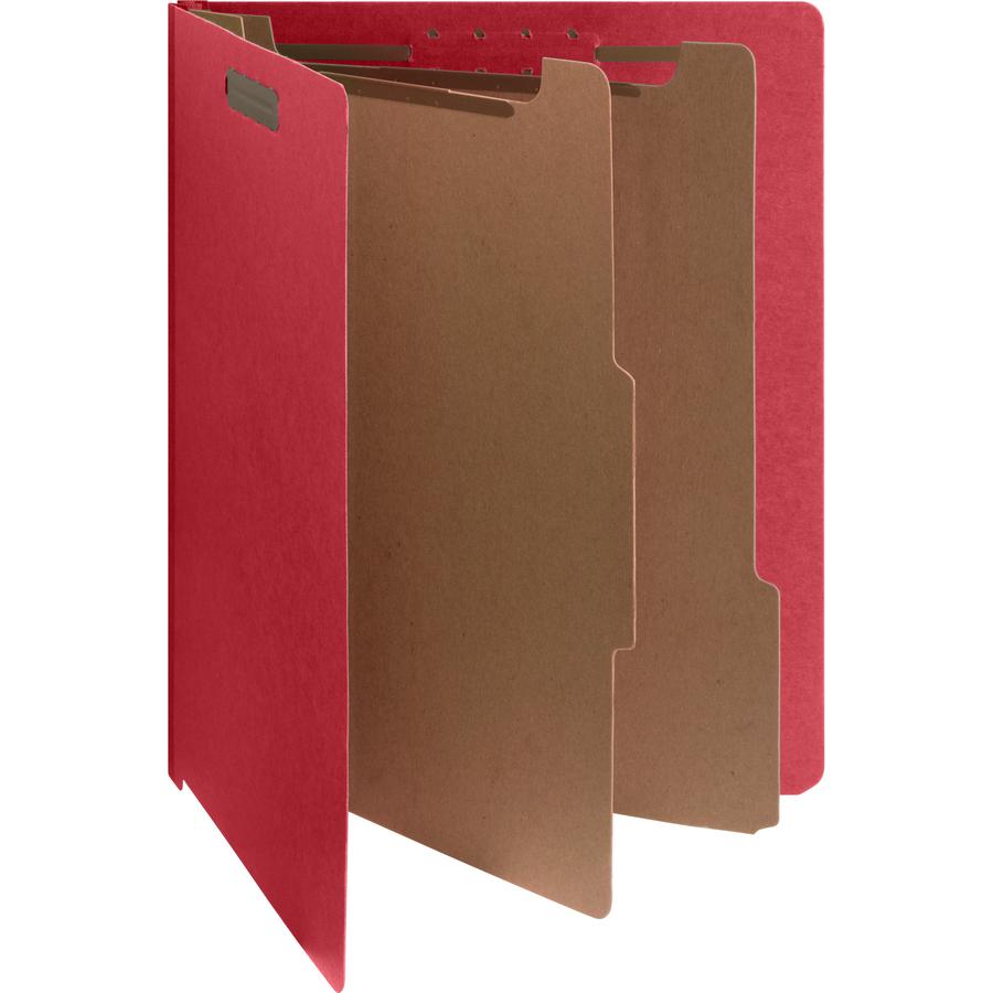 Nature Saver Letter Yes Classification Folder - 8 1/2" x 11" - End Tab Location - 2 Divider - 25 pt. - Fiberboard - Bright Red - 100% Recycled - 10 / Box. Picture 2