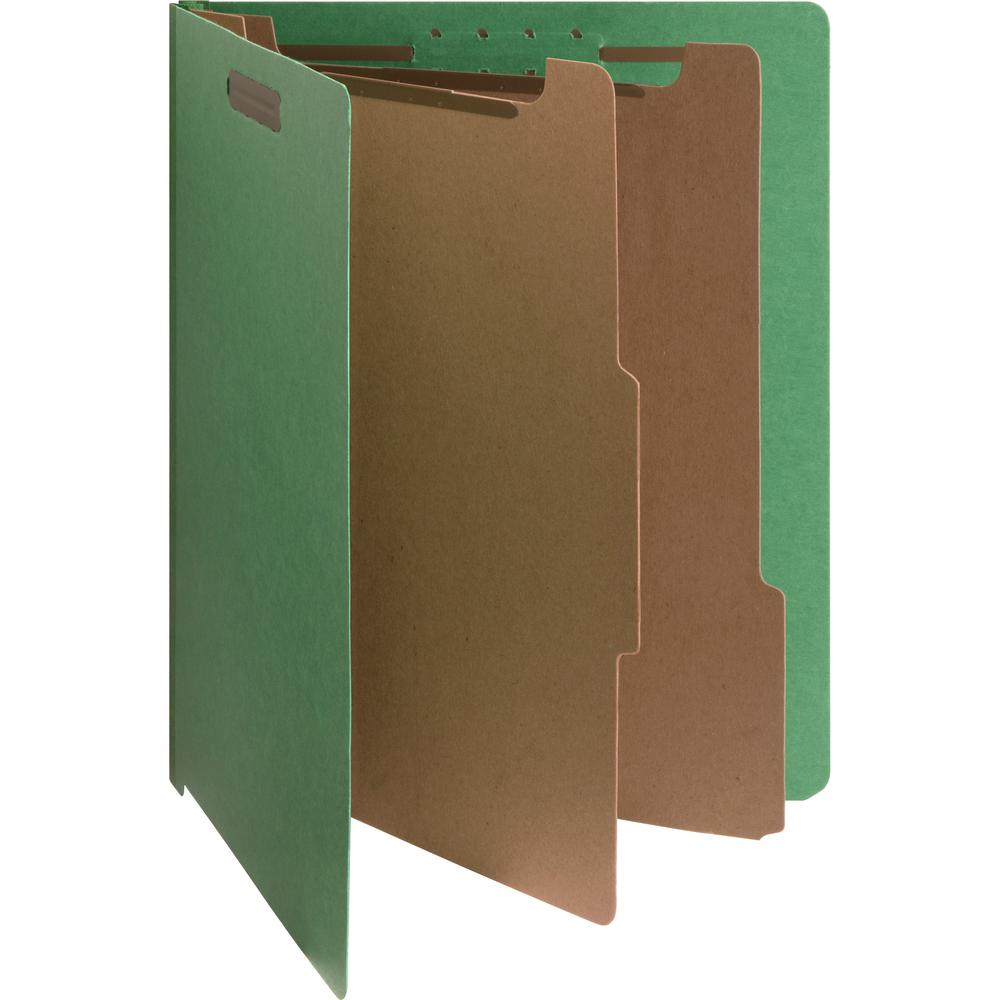 Nature Saver Letter Yes Classification Folder - 8 1/2" x 11" - End Tab Location - 2 Divider - 25 pt. - Fiberboard - Green - 100% Recycled - 10 / Box. Picture 2