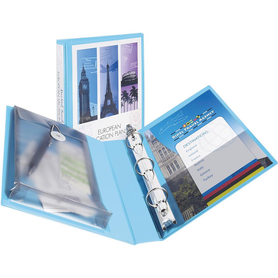 Avery&reg; 1" Mini Durable View Binder - 1" Binder Capacity - Half-letter - 5 1/2" x 8 1/2" Sheet Size - 175 Sheet Capacity - Round Ring Fastener(s) - 2 Pocket(s) - Polypropylene - Recycled - Pocket, . Picture 6