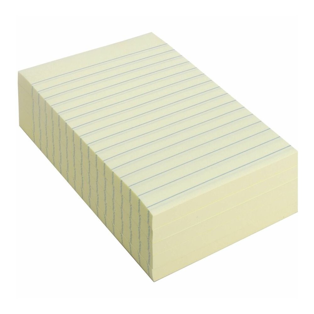 Business Source Yellow Adhesive Notes - 4" Flag/Note Width x 6" Flag/Note Length - Rectangle - Ruled - Yellow - Self-adhesive, Removable - Recycled - 5 / Pack. Picture 3