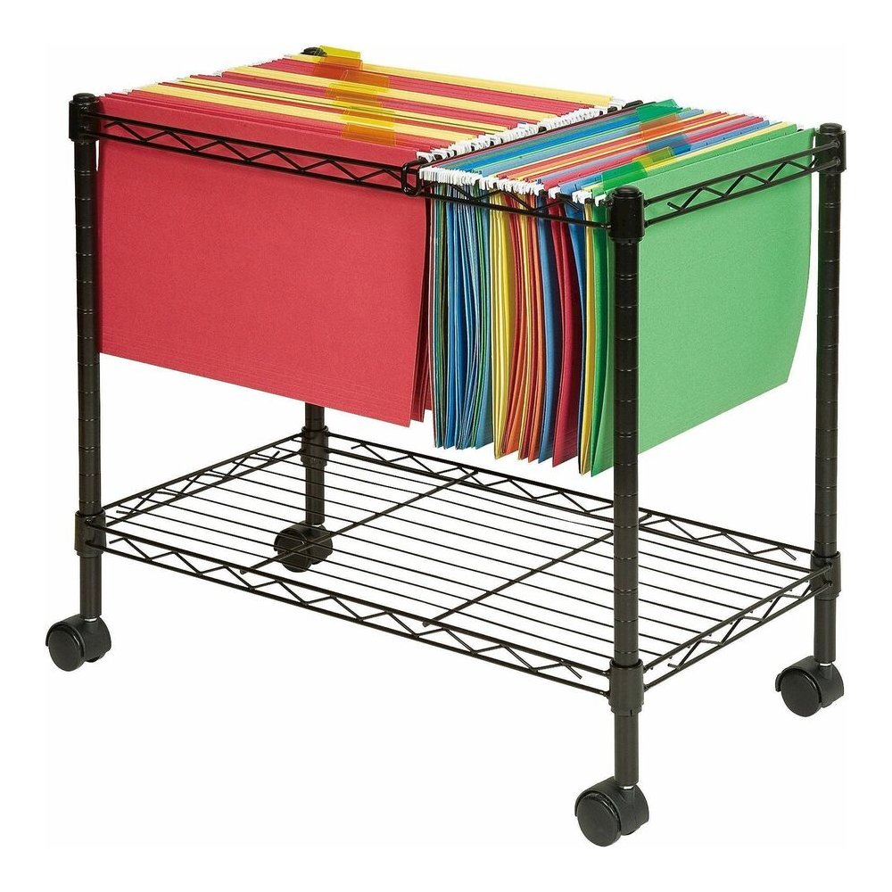 Lorell Mobile File Cart - 4 Casters - Steel - 12.88" Width x 25.75" Depth x 20.50" Height - Black - 1 Each. Picture 2