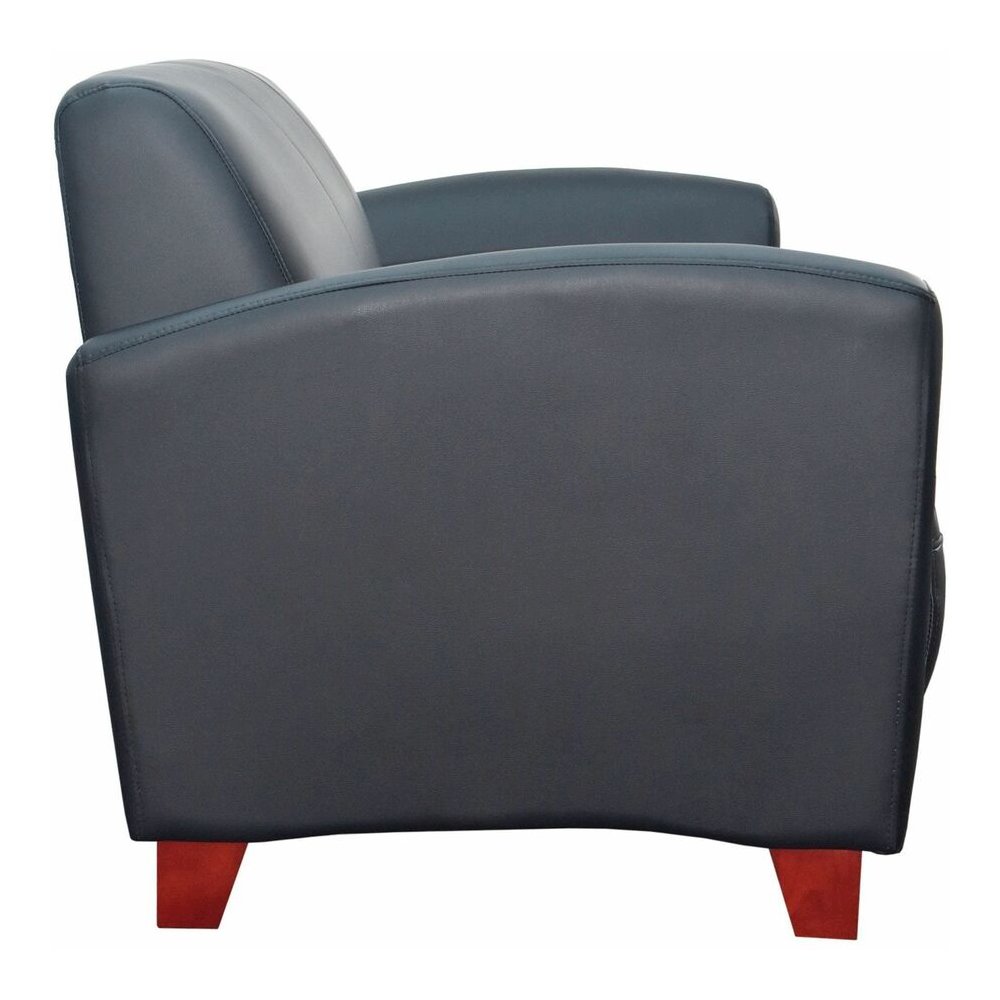 Lorell Accession Reception Sofa - 75" x 34.5" x 31.3" Overall Dimension - Leather Black Seat - Leather Black Back - 1 Each. Picture 7