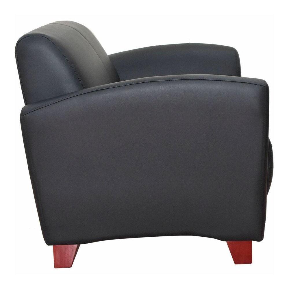 Lorell Accession Reception Loveseat - 55" x 34.5" x 31.3" Overall Dimension - Leather Black Seat - Leather Black Back - 1 Each. Picture 5
