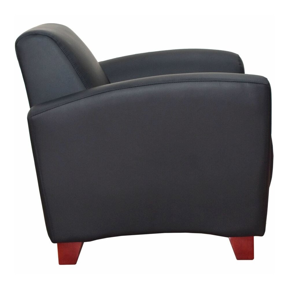 Lorell Accession Club Chair - Black Seat Color - Leather Seat Material - Black Back Color - Leather Back Material - Four-legged Base - 1 Each. Picture 5