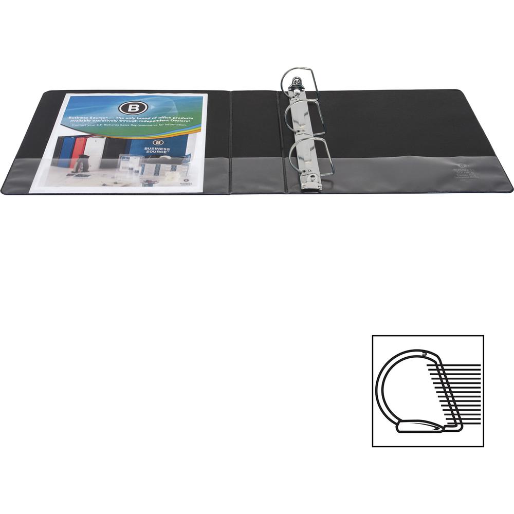 Business Source Slanted D-ring Binders - 2" Binder Capacity - 3 Ring - Fastener: D-Ring - Pocket: 2, Internal - Chipboard, Polypropylene - Blue - No - PVC-free, Non-stick, Spine Label, Gap-free Ring, . Picture 5