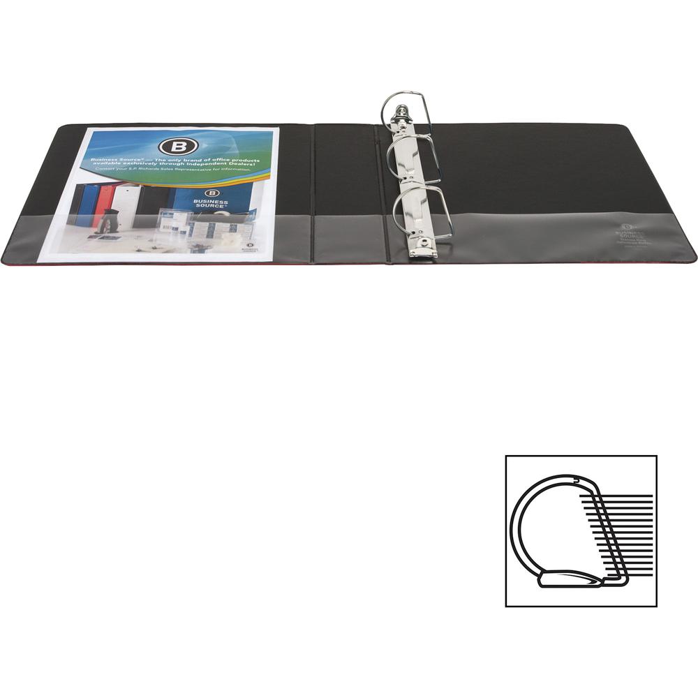 Business Source Slanted D-ring Binders - 2" Binder Capacity - 3 Ring - Fastener: D-Ring - Pocket: 2, Internal - Chipboard, Polypropylene - Red - No - PVC-free, Non-stick, Spine Label, Gap-free Ring, N. Picture 10