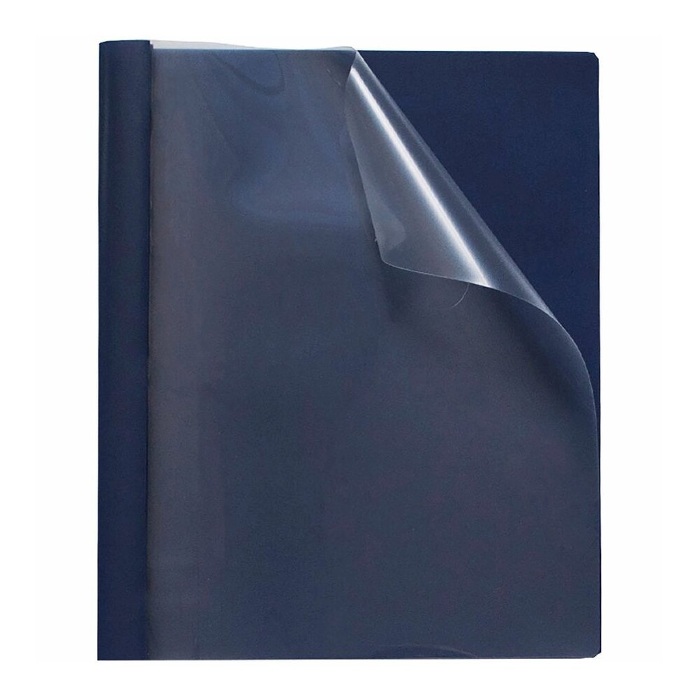 Business Source Letter Report Cover - 1/2" Folder Capacity - 8 1/2" x 11" - 100 Sheets Capacity - 3 x Prong Fastener - Clear, Dark Blue - Durable, Non-stick, Heavy Duty, Water Resistant, Textured - 1 . Picture 3