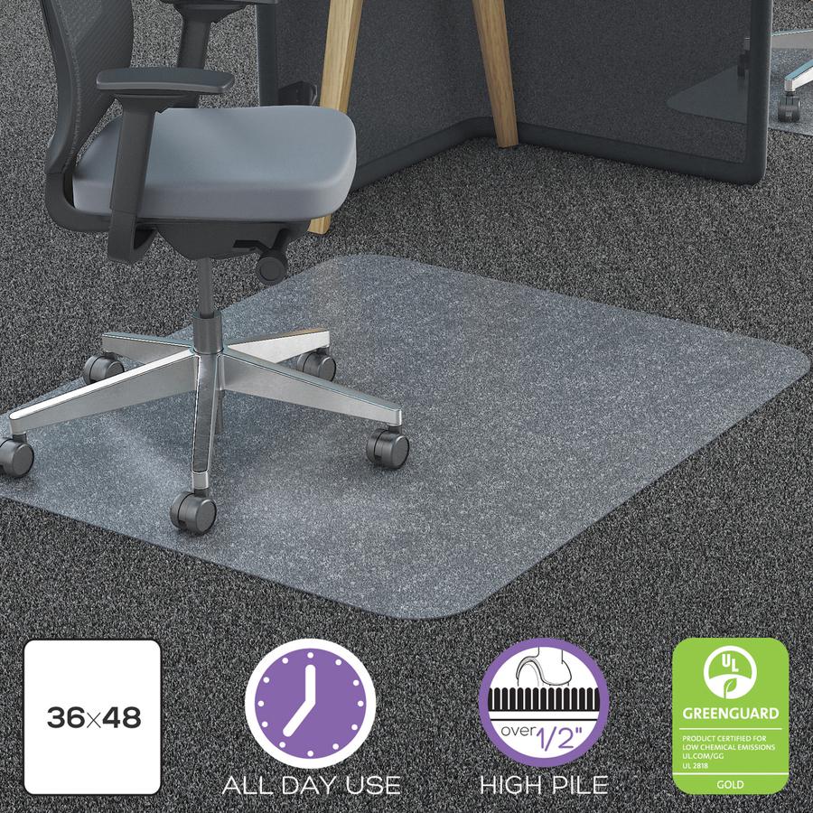 Deflecto EconoMat Chair Mat - Carpeted Floor - 48" Length x 36" Width x 0.063" Thickness - Rectangular - Polycarbonate - Clear - 1Each. Picture 8