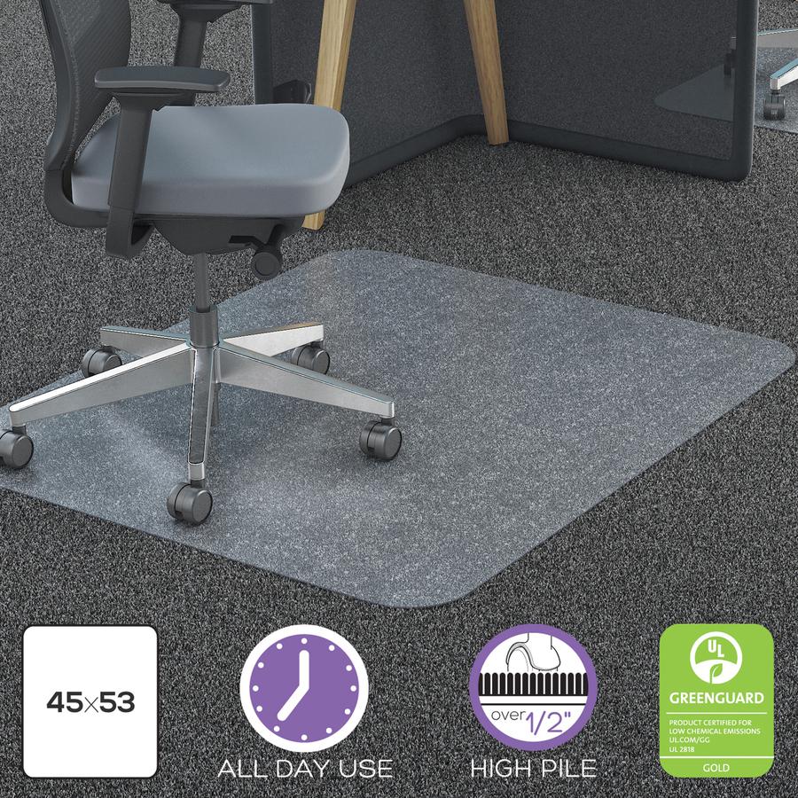 Deflecto EconoMat Chair Mat - Carpeted Floor - 53" Length x 45" Width x 0.063" Thickness - Rectangular - Polycarbonate - Clear - 1Each. Picture 8
