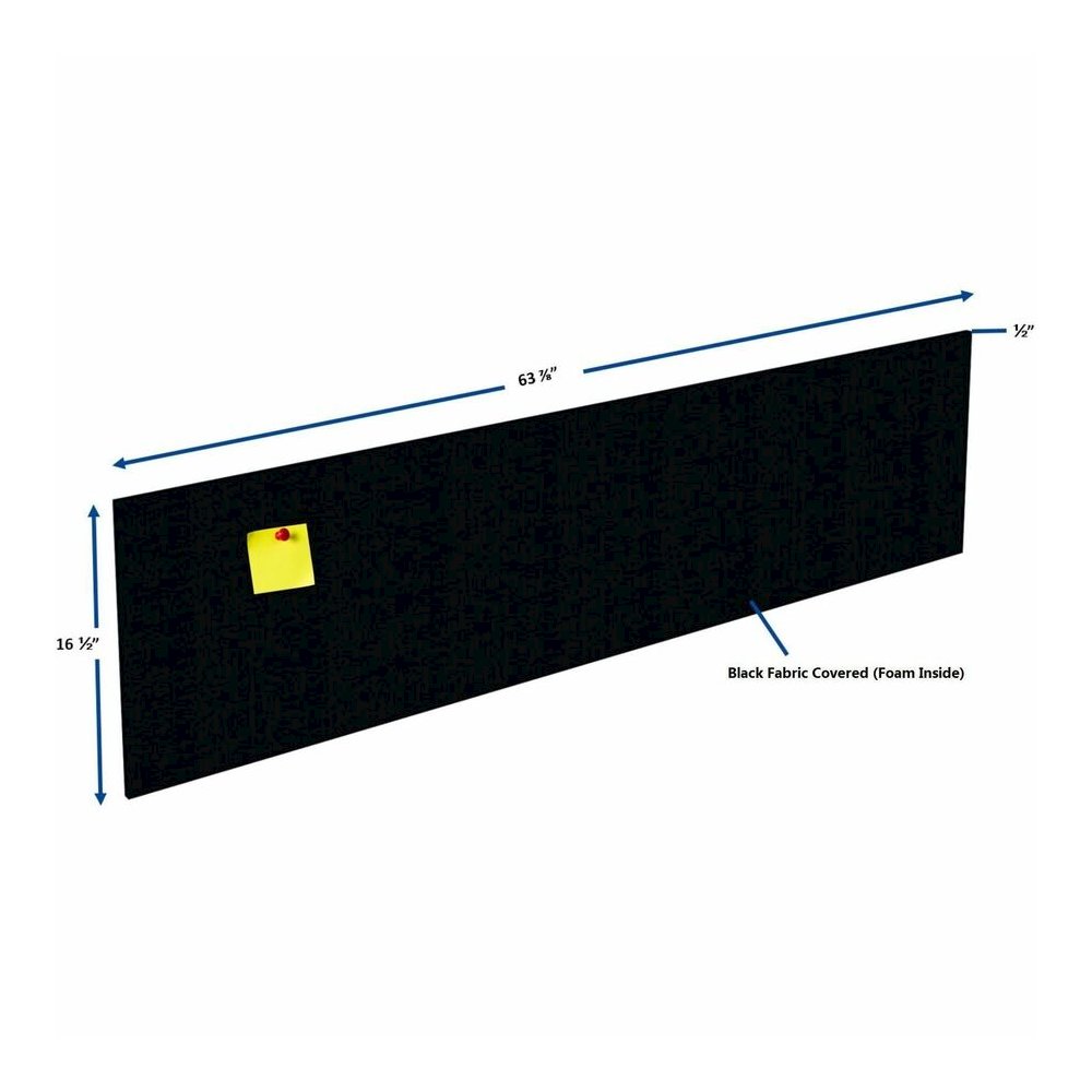 Lorell Essentials Series Hutch Tackboards - 16.50" Board Height x 63.88" Board Width x 0.50" Board Depth - Black Fabric Surface - Laminated - 1 Each. Picture 4