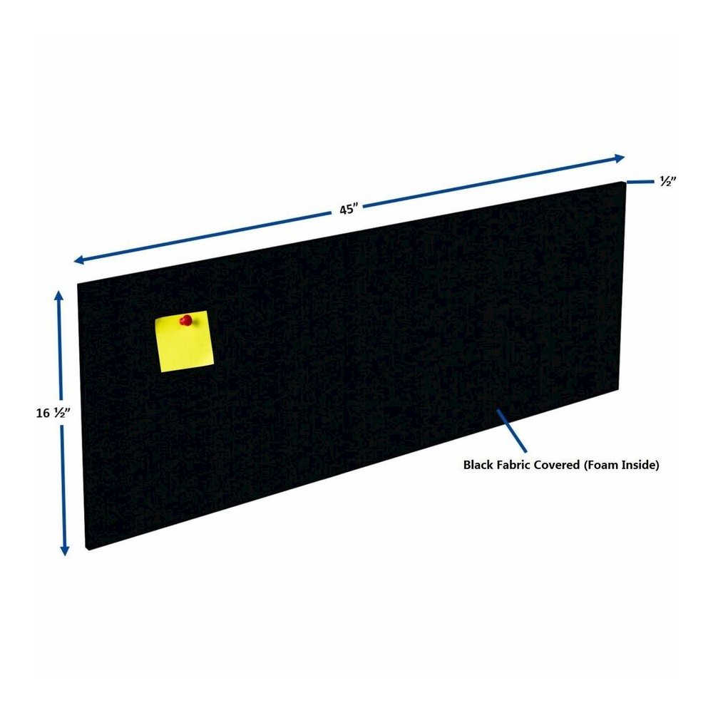 Lorell Essentials Series Hutch Tackboards - 16.50" Board Height x 45" Board Width x 0.50" Board Depth - Black Fabric Surface - Laminated - 1 Each. Picture 4