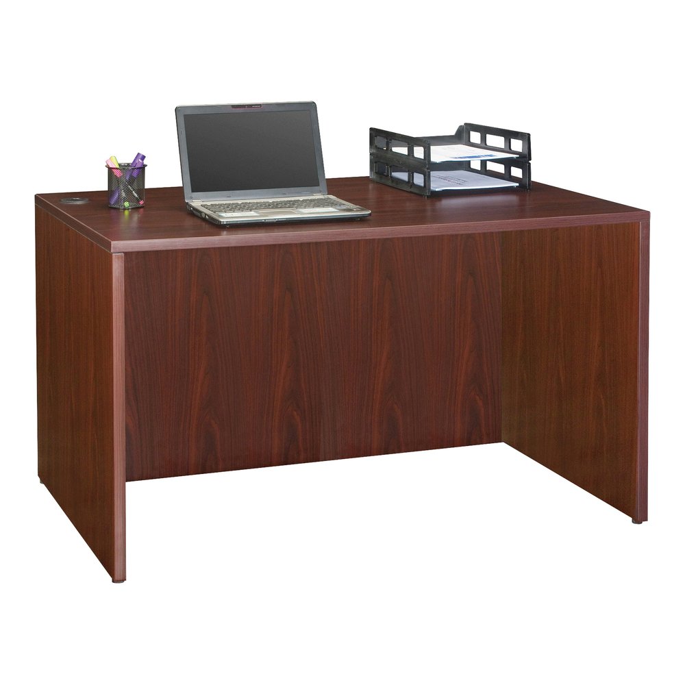 Lorell Essentials Series Rectangular Desk Shell - 29.5" Height x 47.3" Width x 23.6" Depth - Finish: Laminate, Mahogany - Leveling Glide - 1 Each. Picture 4
