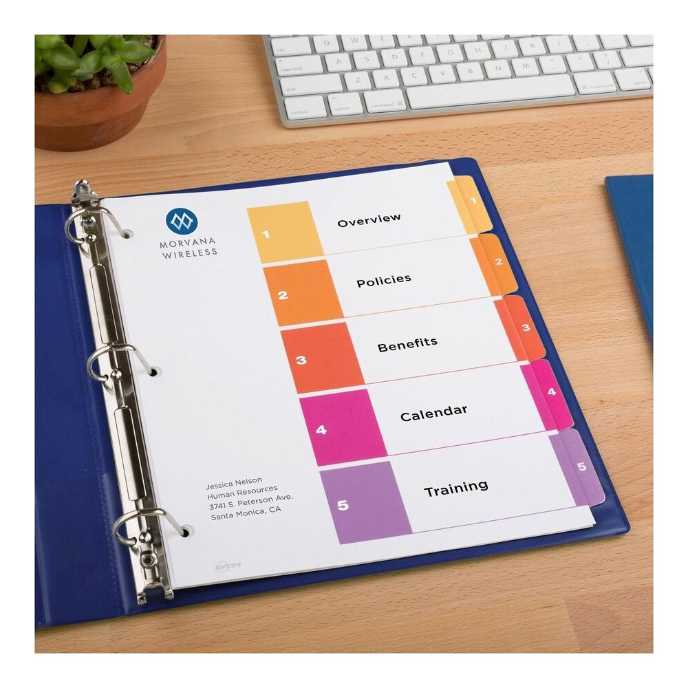 Avery Dividers, 5 Tabs, Ready Index (3 Sets of 11070) - 15 x Divider(s) - 15 Tab(s) - Digit - 1-5 - 5 Tab(s)/Set - 8.5" Divider Width x 11" Divider Length - 3 Hole Punched - White Paper Divider - Mult. Picture 2