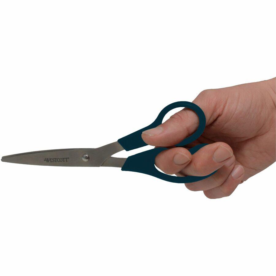 Westcott All Purpose 8" Scissors - 3.50" Cutting Length - 8" Overall Length - Left/Right - Stainless Steel - Pointed Tip - Black - 1 Each. Picture 4