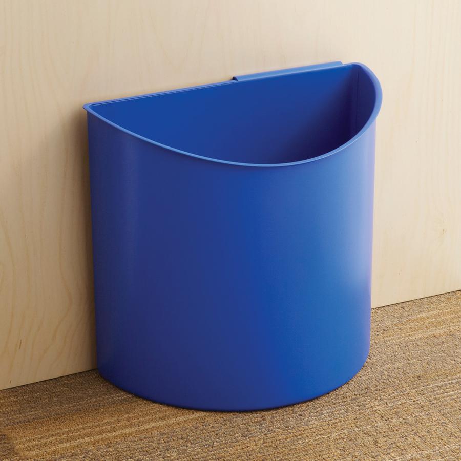 Safco Small Desk-Side Recycling Receptacle - 3 gal Capacity - Half-round - 13.5" Height x 13" Width x 8" Depth - Plastic - Black, Blue - 1 Each. Picture 3