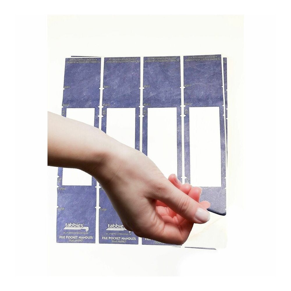 Tabbies File Pocket Handles - 2" Width x 9 5/8" Length - Dark Blue - Tyvek - 5 / Box. Picture 3